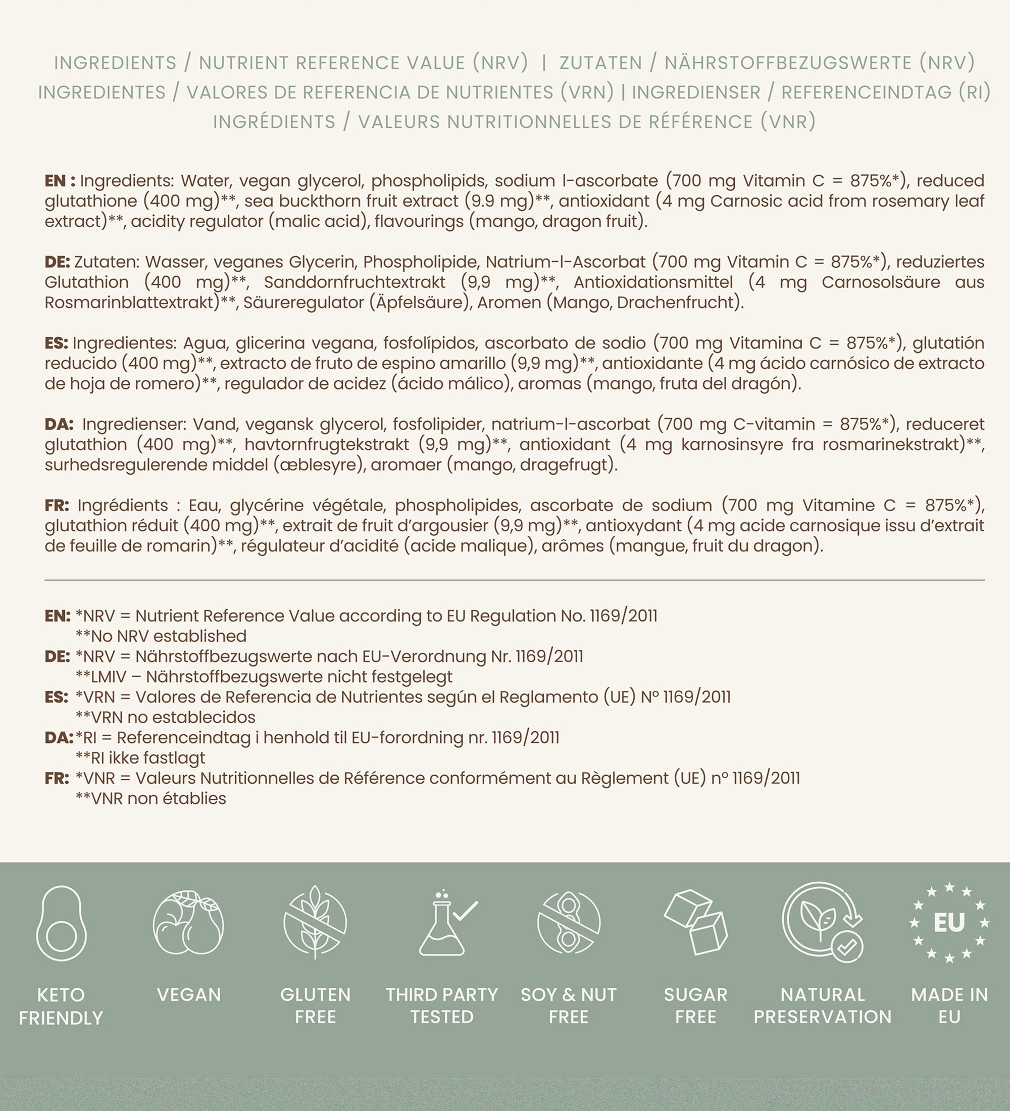 Haut- &amp; Zellschutz Liposomales Glutathion + Vitamin C | Orlique